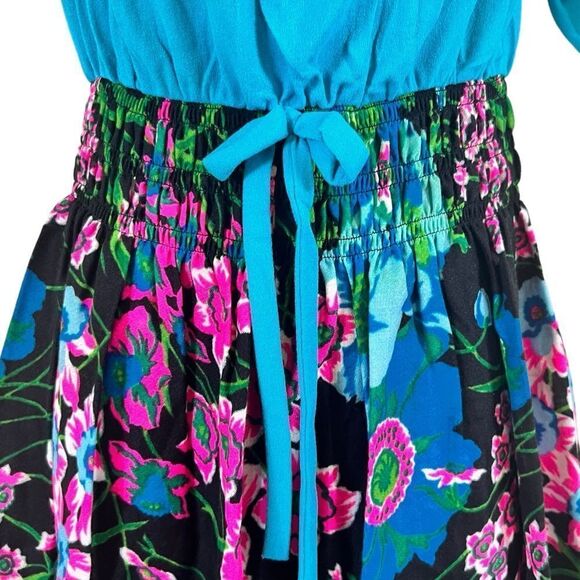 Vintage 1960's Psychedelic Neon Flower Maxi Dress. - Picture 5 of 14